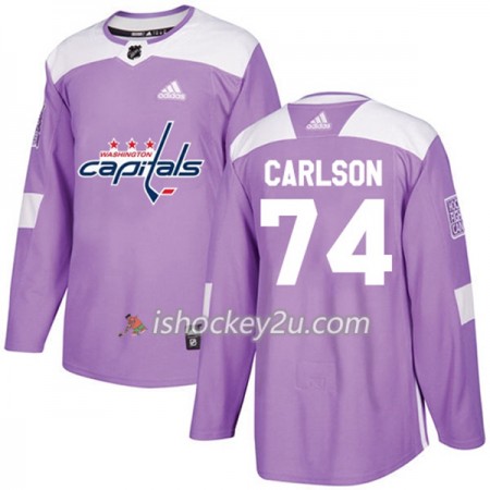 Mænd NHL Washington Capitals Trøje John Carlson 74 Adidas 2017-2018 Lilla Fights Cancer Practice Authentic